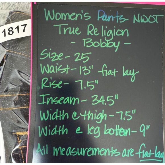 True Religion Bobby Womens 25 Dark Wash Flare Jeans NWOT White Gold Tag Made-USA - Picture 16 of 16